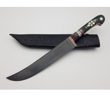 Узбекский нож Пчак (узкий), стаб.карельская береза/перламутр ШХ15 Карельская береза
