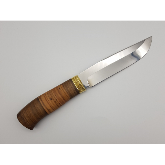 Нож "Путник", сталь 65х13, береста, литье, гравировка