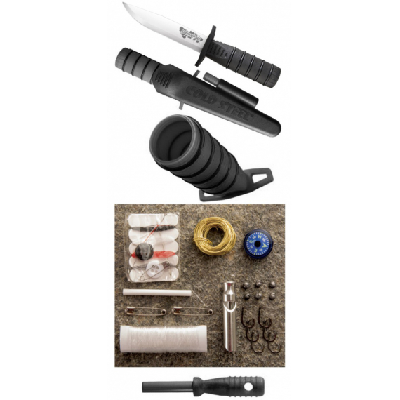 CS_80PHB Survival Edge (Black) - нож с фикс.клинком и огнивом, German 4116, ножны пластик