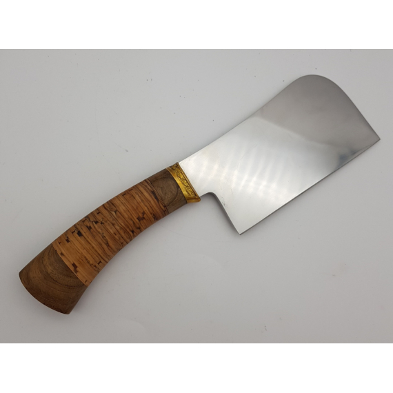 Нож "Мясной-1", сталь 65х13, береста, литье, гравировка